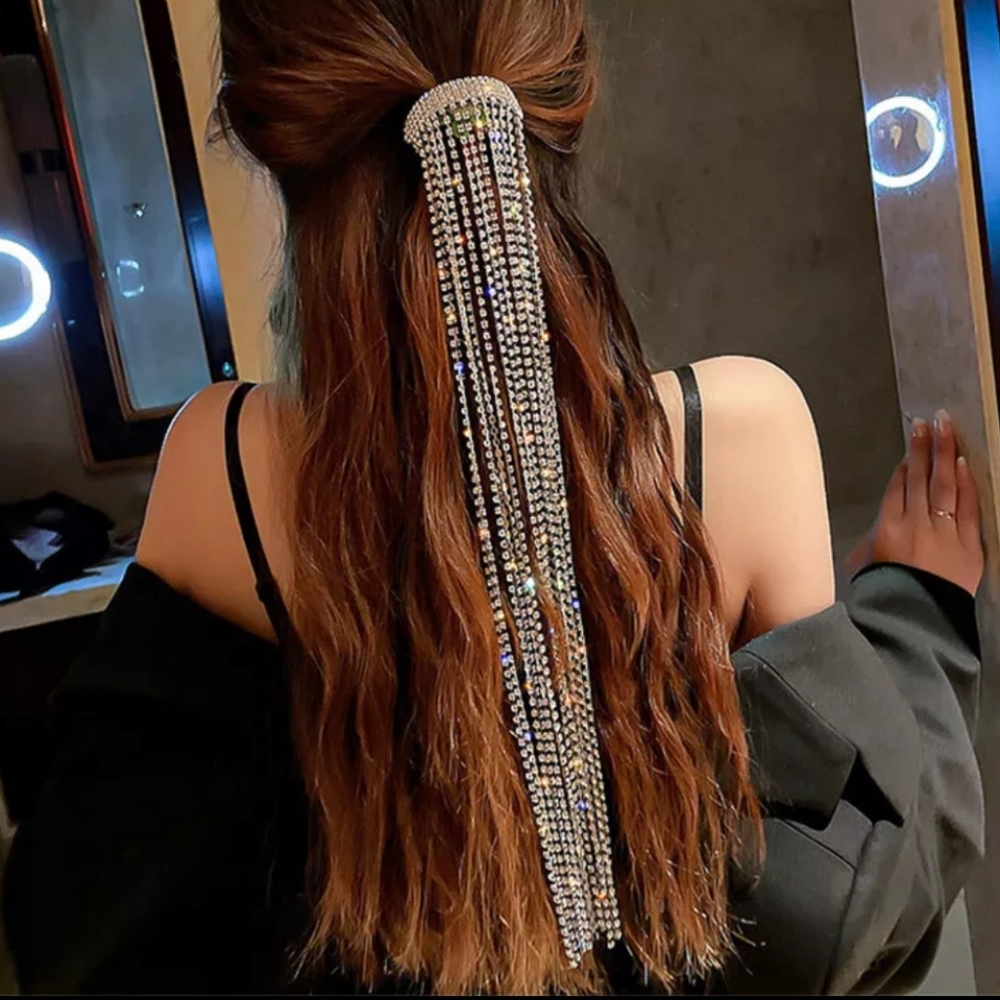 🎀Long Rhinestone Tassel Hair Accessory - Picture 5 of 5
